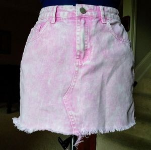 Pink denim skirt
